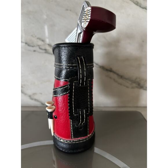 Vintage Enesco Golf Bag & Clubs‎ Bar Mixing Set Retro MCM Red & Black Cocktails - Picture 4 of 12